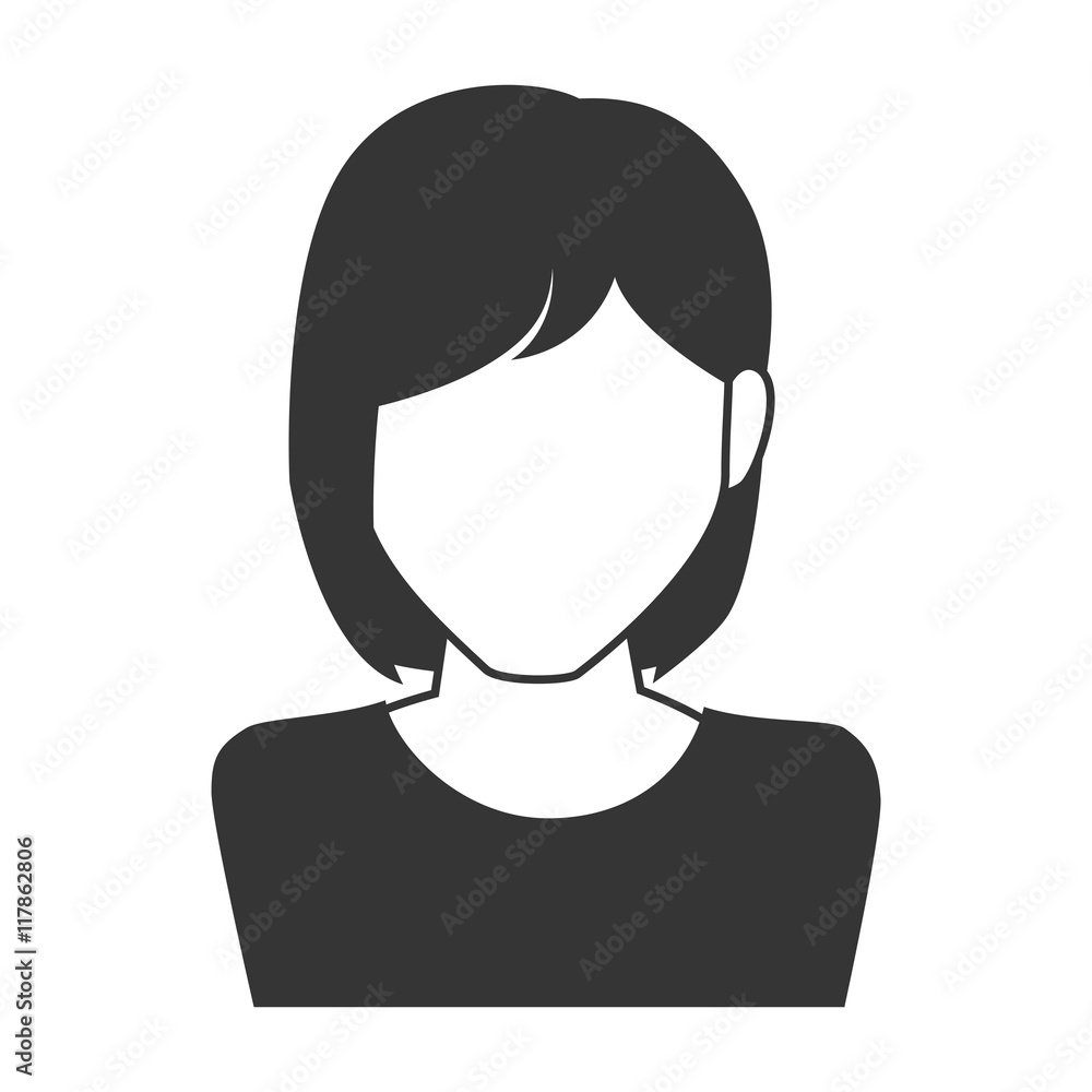 woman girl female person short hair  face head human vector graphic isolated and flat illustration