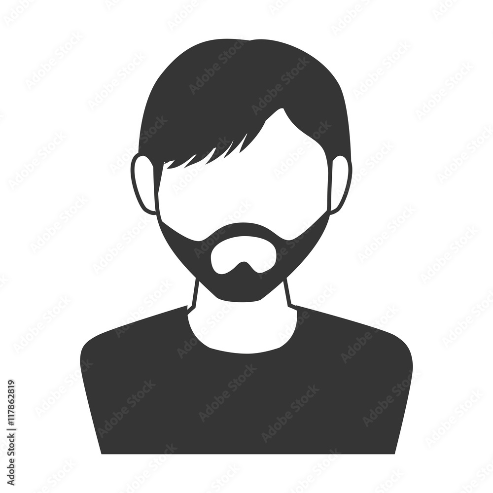 man guy boy  beard lock person face head human icon vector graphic isolated and flat illustration
