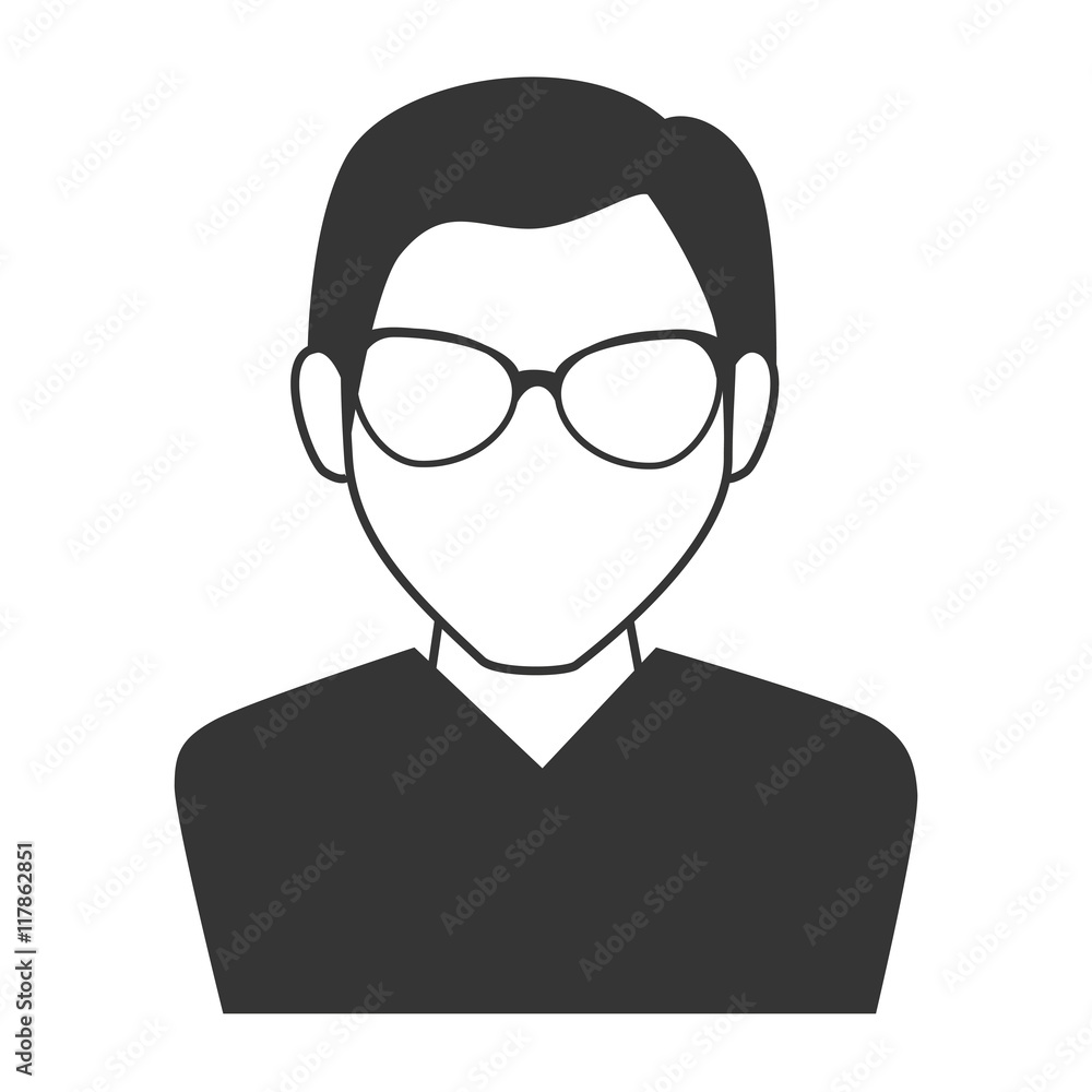 man guy boy person glasses face head human icon vector graphic isolated and flat illustration