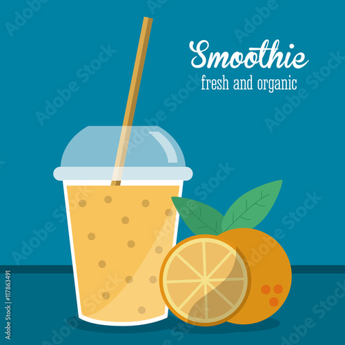 smoothie orange juice glass drink healthy icon. Colorfull and flat illustration. Vector graphic