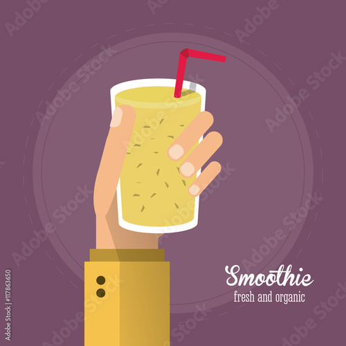 smoothie yellow juice glass drink healthy icon. Colorfull and flat illustration. Vector graphic