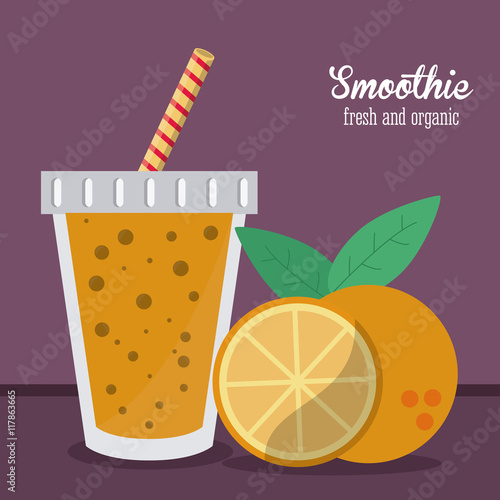 smoothie orange juice glass drink healthy icon. Colorfull and flat illustration. Vector graphic