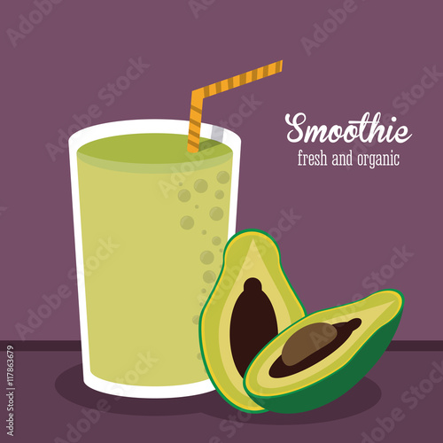 smoothie avocado juice glass drink healthy icon. Colorfull and flat illustration. Vector graphic