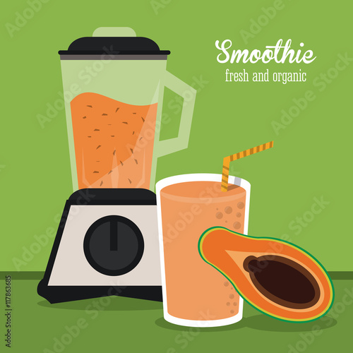 smoothie papaya juice glass drink healthy icon. Colorfull and flat illustration. Vector graphic