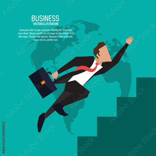 Businessman man male suitcase suit necktie business icon. Colorfull and flat illustration. Vector graphic
