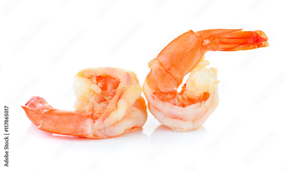 Cooked shrimps isolated on white background Cooked shrimps isolated on white background