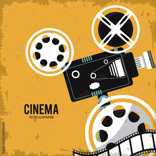 video camera movie film reel cinema icon. Colorfull and grunge illustration. Vector graphic