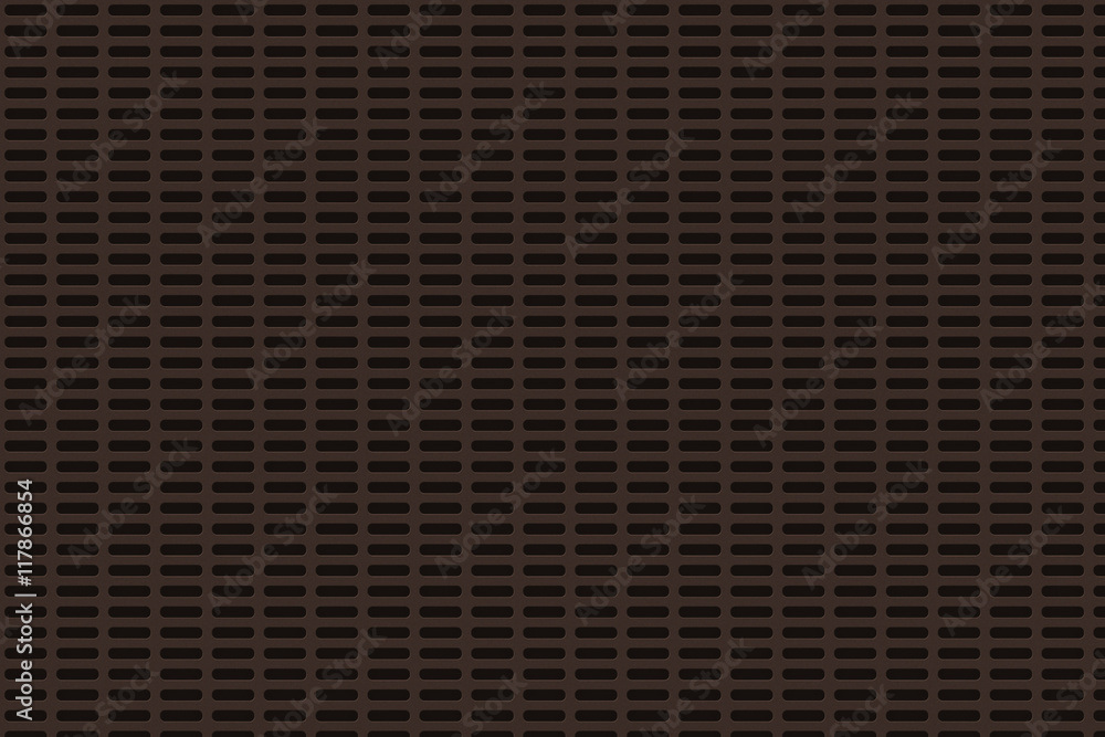The grid of dark metal with horizontal oval openings. The grid of dark metal with horizontal oval openings.