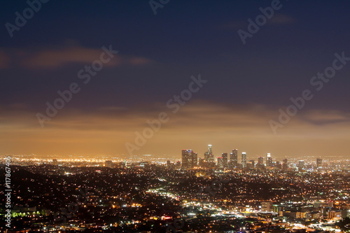 wide view of Downtown Los Angeles at night