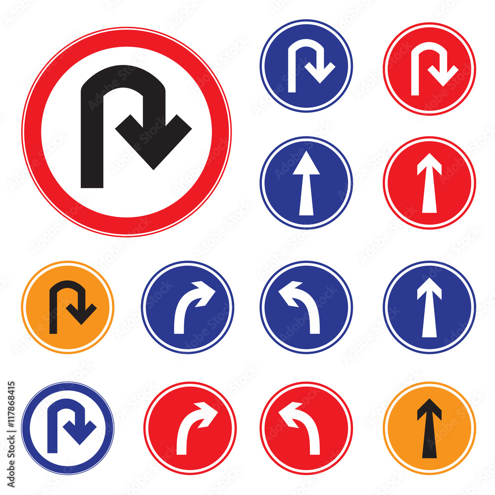 Traffic sign . U Turn Drive Straight Turn Right Turn Right Turn Left Traffic sign . U Turn Drive Straight Turn Right Turn Right Turn Left