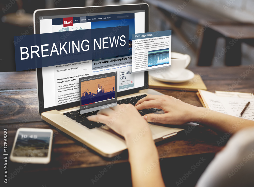 Fototapeta premium Breaking News Media Announcement Social Concept