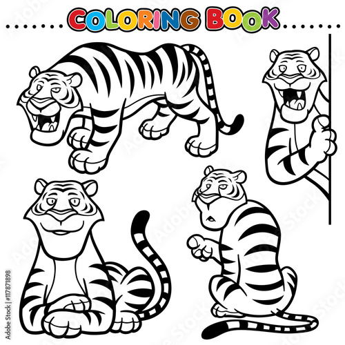 Fototapeta Naklejka Na Ścianę i Meble -  Cartoon Coloring Book - Tiger