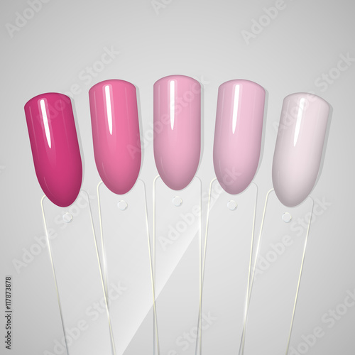 Nail polish. Gel polish. Nail polish in different colors. Tips. Vector illustration