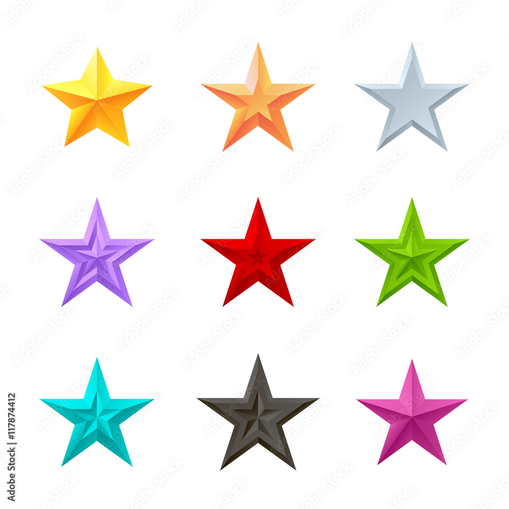 Colored star icons in different style. Colored star icons in different style.