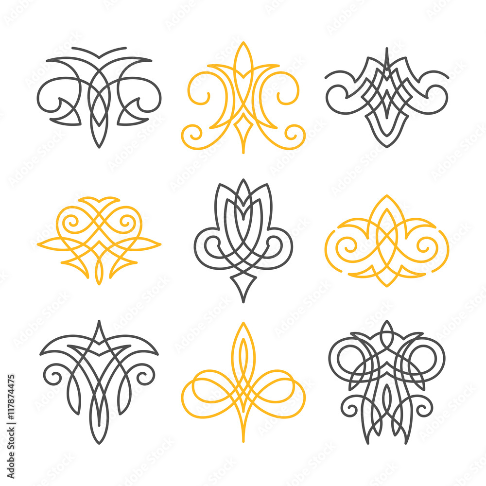 Set of ornament elements. Set of ornament elements.