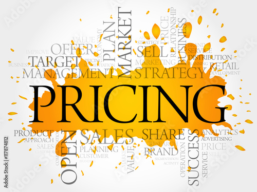 Pricing word cloud collage, business concept background