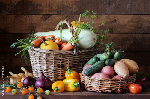 Vegetables in the basket.