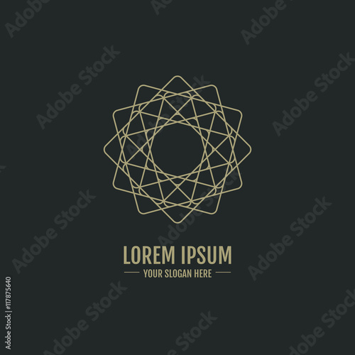 Luxury abstract logotype in the shape of a flower. Simple geometric emblem for boutique, relax or spa center, yoga studio, healthcare and traditional medicine . Vector ornamental sign. Lineart logo.