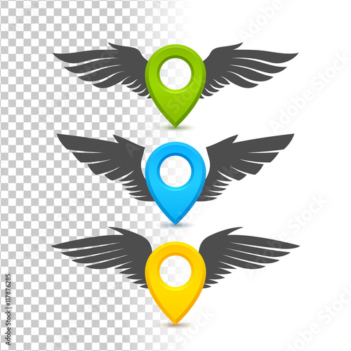 Pointer icon, decorated with golden wings.