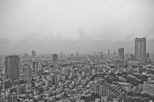 View Black and White City in Tokyo at Japanese