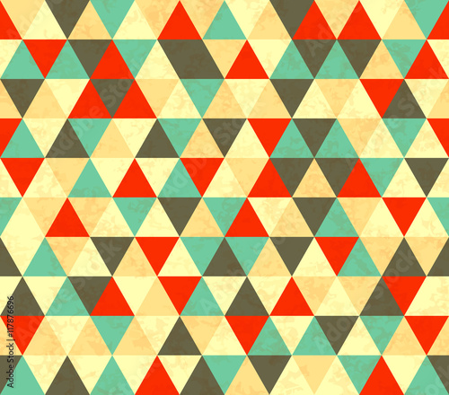 Colourful triangles retro seamless pattern