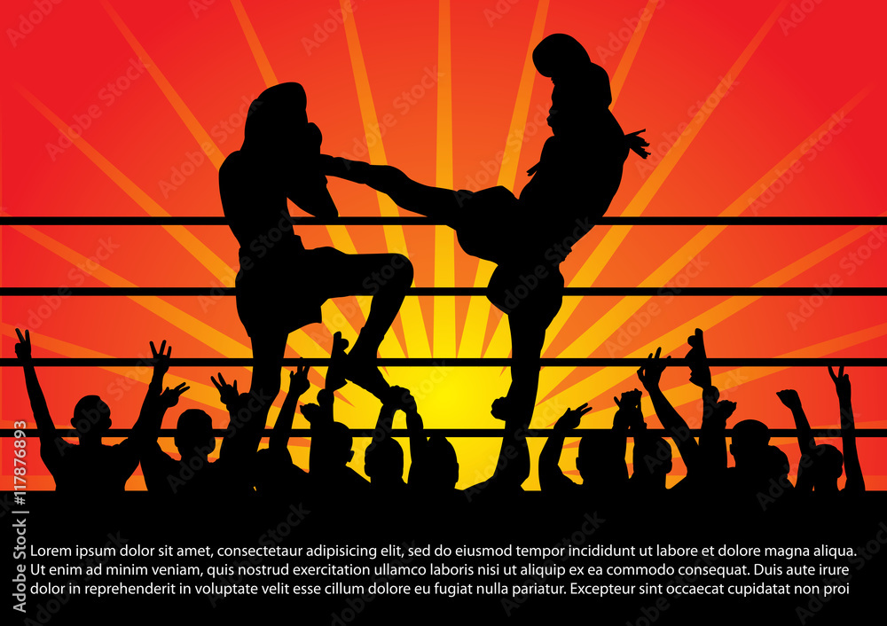 Obraz premium thai boxing background vector illustration
