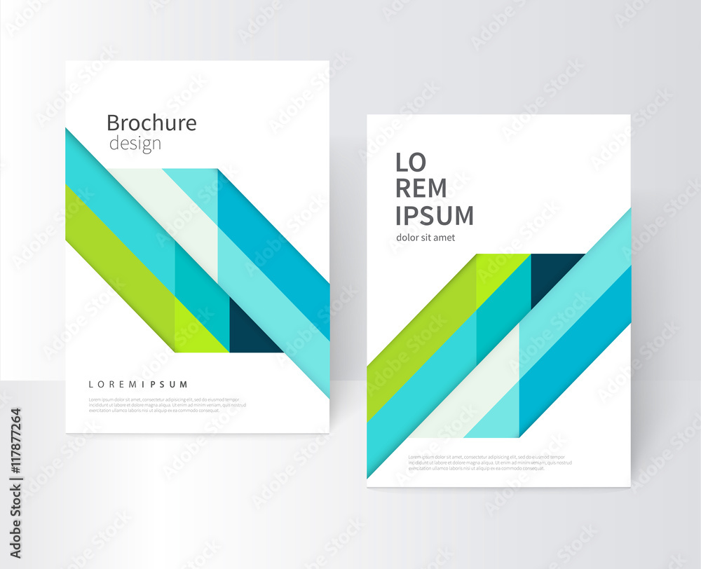 Fototapeta premium Brochure, leaflet, flyer, cover template. Abstract background blue and green diagonal lines. stock-vector EPS 10
