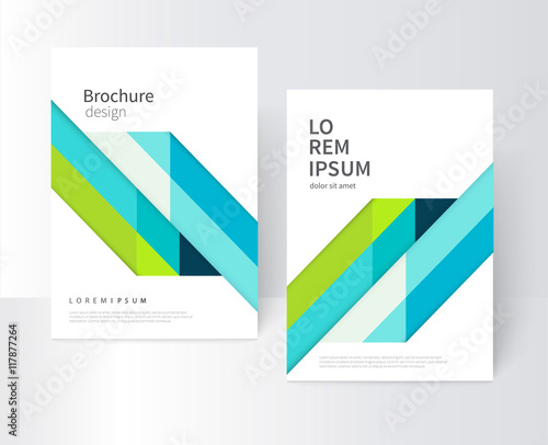Brochure, leaflet, flyer, cover template. Abstract background blue and green diagonal lines. stock-vector EPS 10