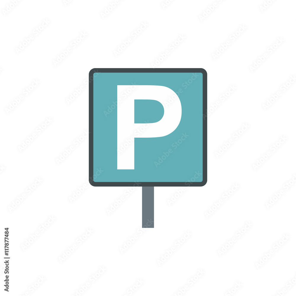 Car parking sign icon in flat style isolated on white background Car parking sign icon in flat style isolated on white background