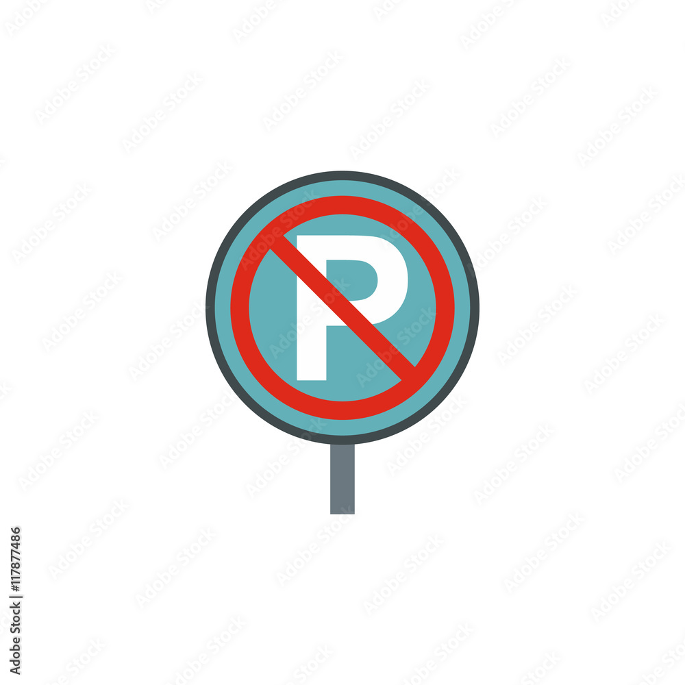 No parking sign icon in flat style isolated on white background No parking sign icon in flat style isolated on white background
