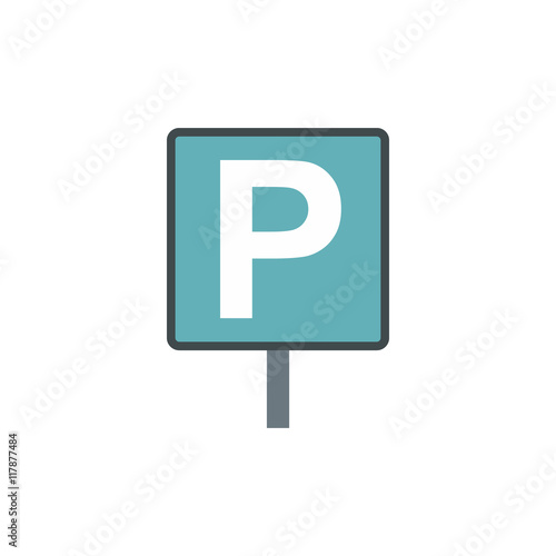 Car parking sign icon in flat style isolated on white background