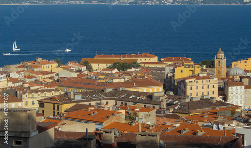 The houses of Ajaccio city, Corsica island, France.