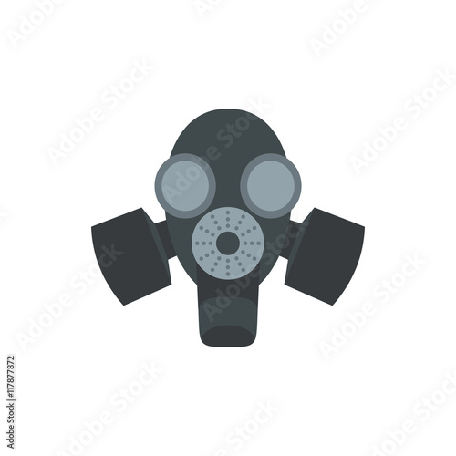 Black gas mask icon in flat style on a white background © ylivdesign