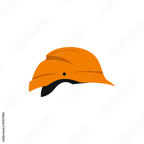 Orange construction helmet icon in flat style on a white background