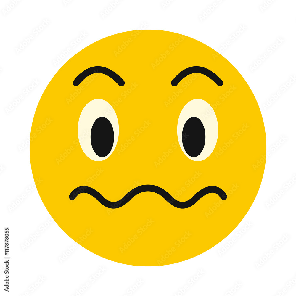 Puzzled emoticon icon in flat style isolated on white background. Facial expressions symbol Puzzled emoticon icon in flat style isolated on white background. Facial expressions symbol
