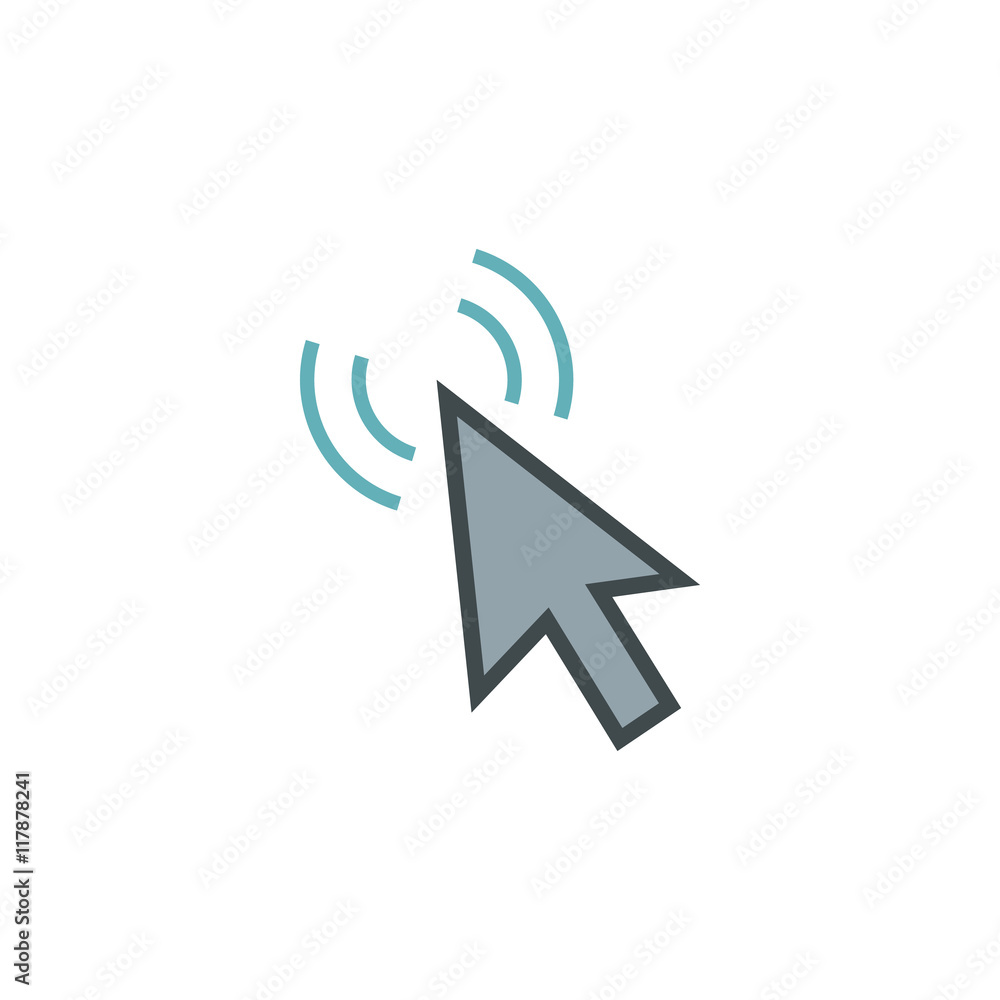 Cursor of mouse clicks icon in flat style isolated on white background. Computer and internet symbol Cursor of mouse clicks icon in flat style isolated on white background. Computer and internet symbol
