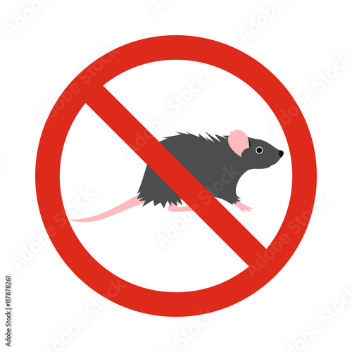 Prohibition sign mouse icon in flat style isolated on white background. Warning symbol