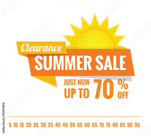 Summer Sale orange tag heading design on white for banner or pos