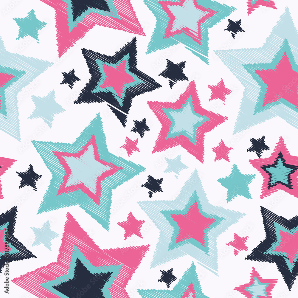 Seamless vector background with decorative stars. Print. Cloth design, wallpaper. Seamless vector background with decorative stars. Print. Cloth design, wallpaper.