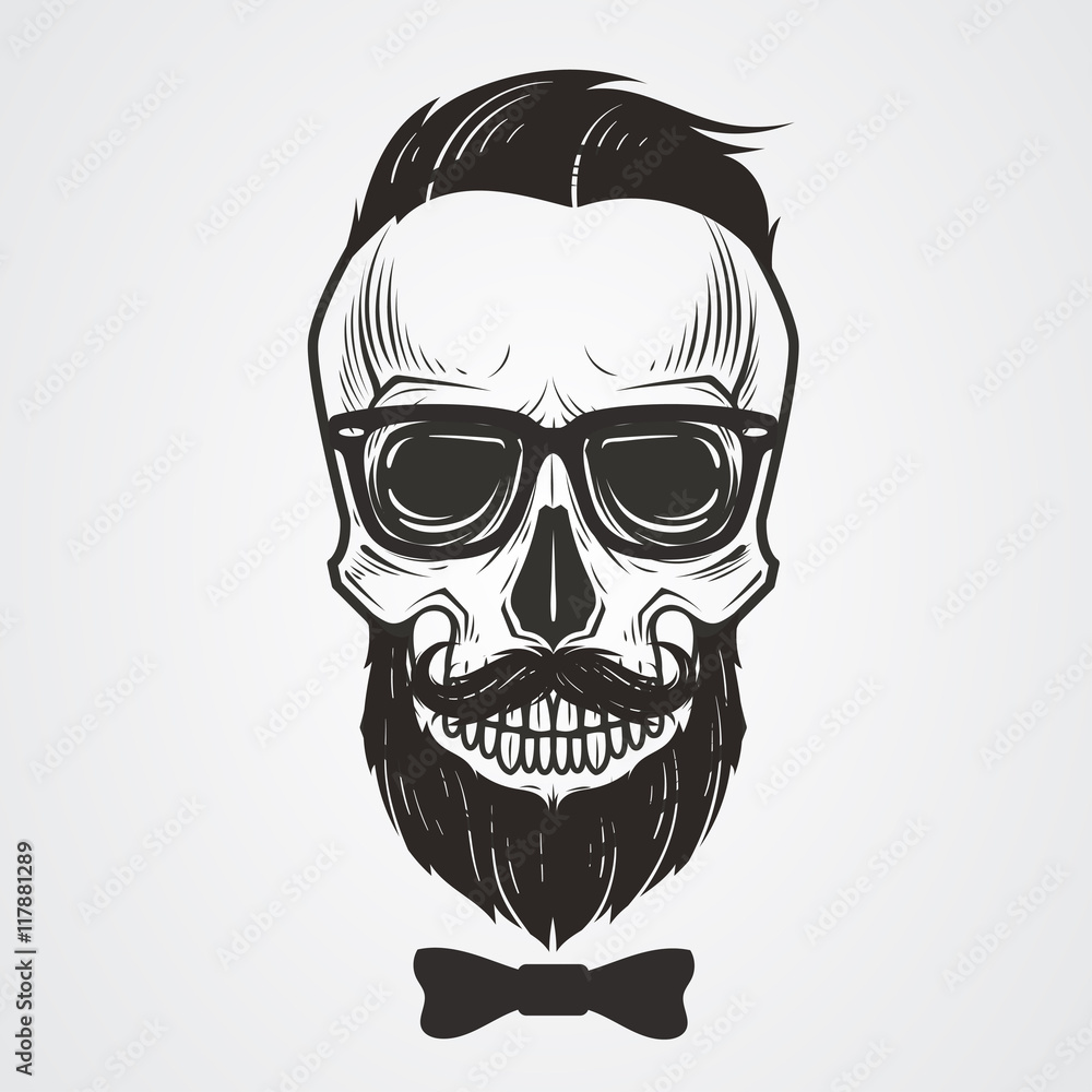 Bearded skull illustration Bearded skull illustration
