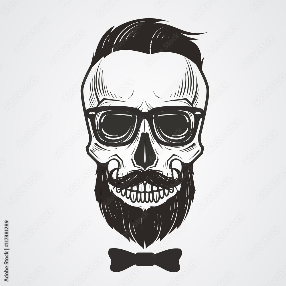 Bearded skull illustration