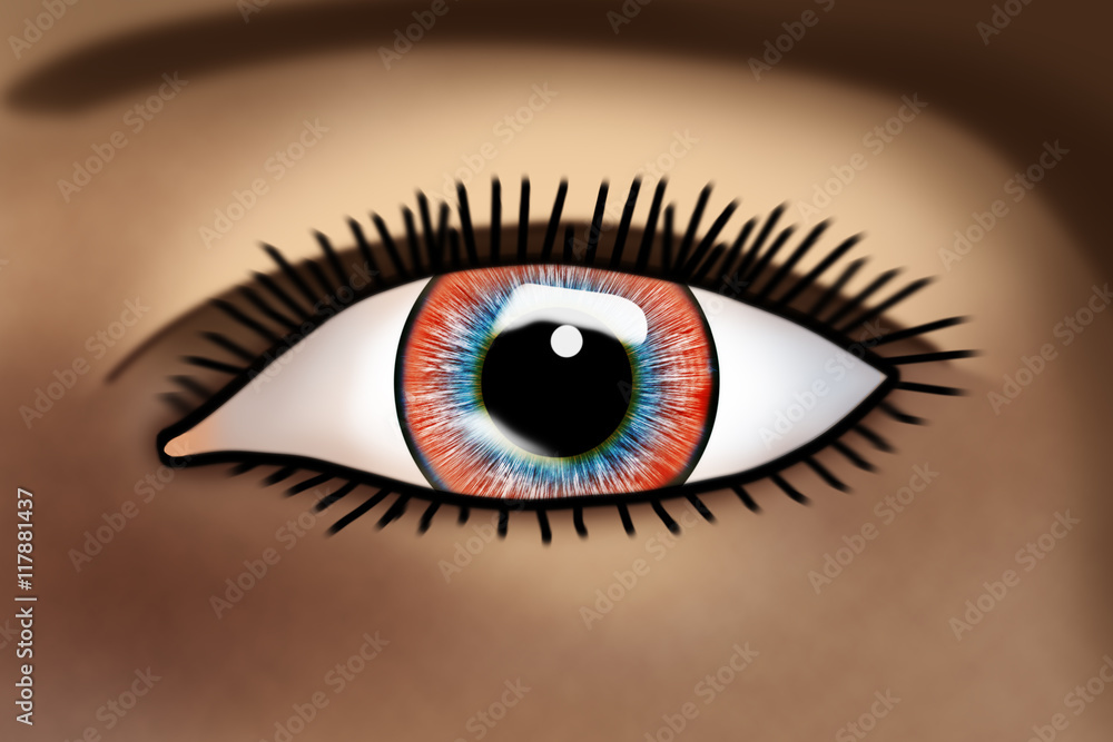 Illustrated eye, 3d illustration Illustrated eye, 3d illustration