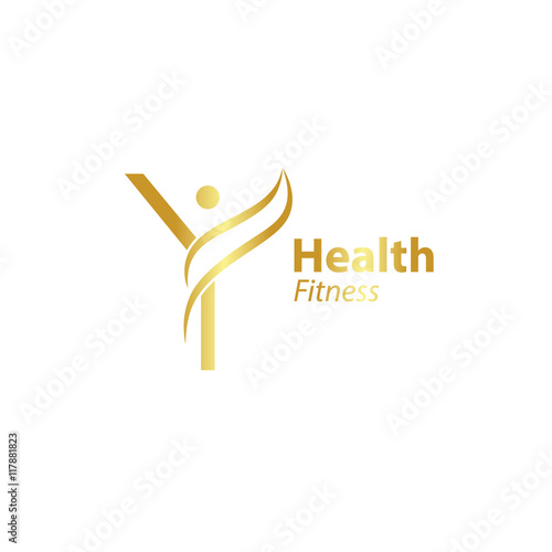 Abstract letter Y logo design template with Health Fitness Logo gold