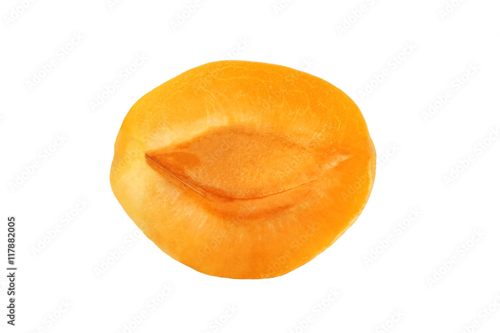 Half apricot without stone isolated on white background, with cl Half apricot without stone isolated on white background, with cl