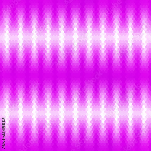 Abstract hexagonal pink and white background with glowing strips. Mosaic seamless pattern with pink and white grid 