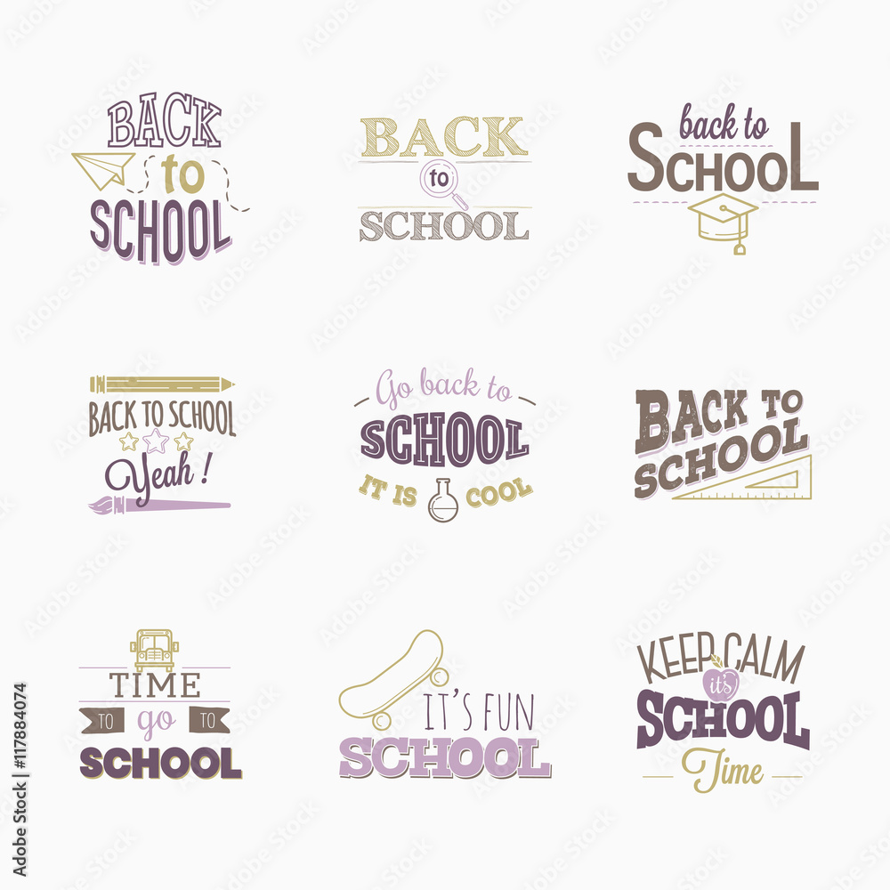 Back to school. Set of logos.
