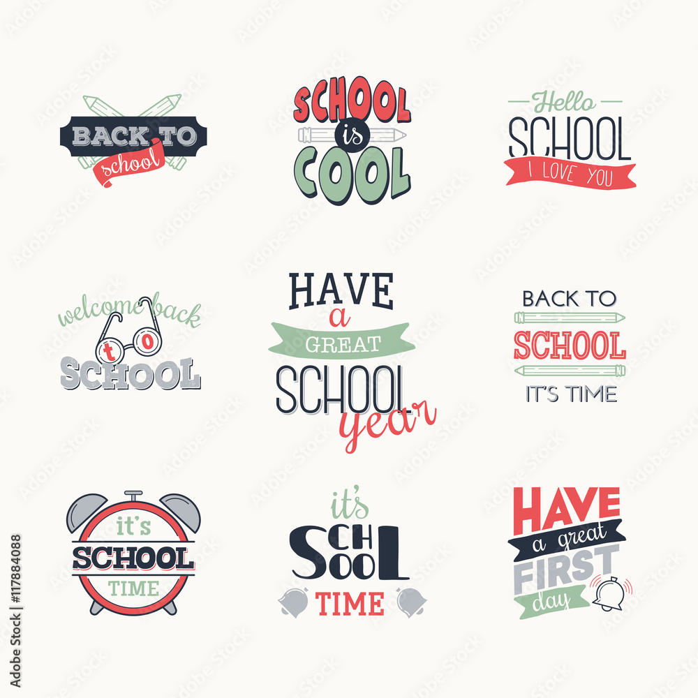 Set of simple logo. Back to school.