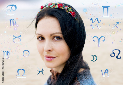 Astrology, twelve zodiac signs, the woman in esoterics
