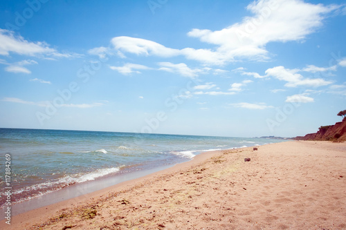 Wave of the sea on the sand beach  