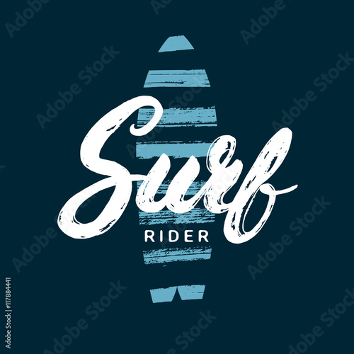 Surf rider hand written lettering. Brush texture.